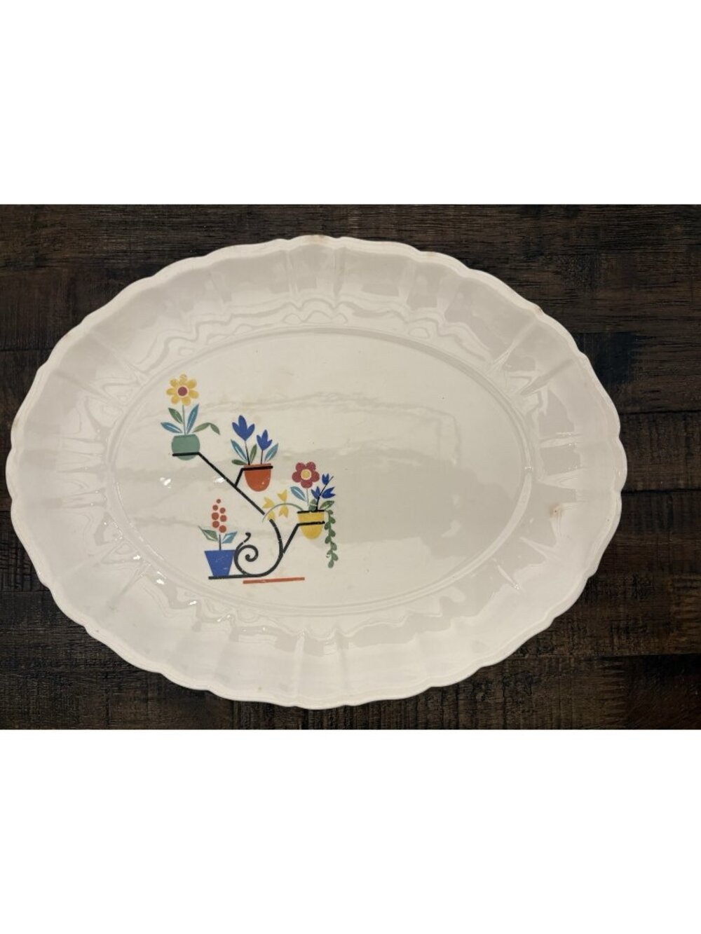 Vintage Thompsons Trent Platter Serving Tray USA Floral Plants Decor